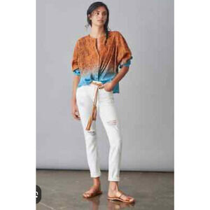 Pilcro Distressed Slim Boyfriend Crop Jeans 31 NWT White Denim Anthropologie